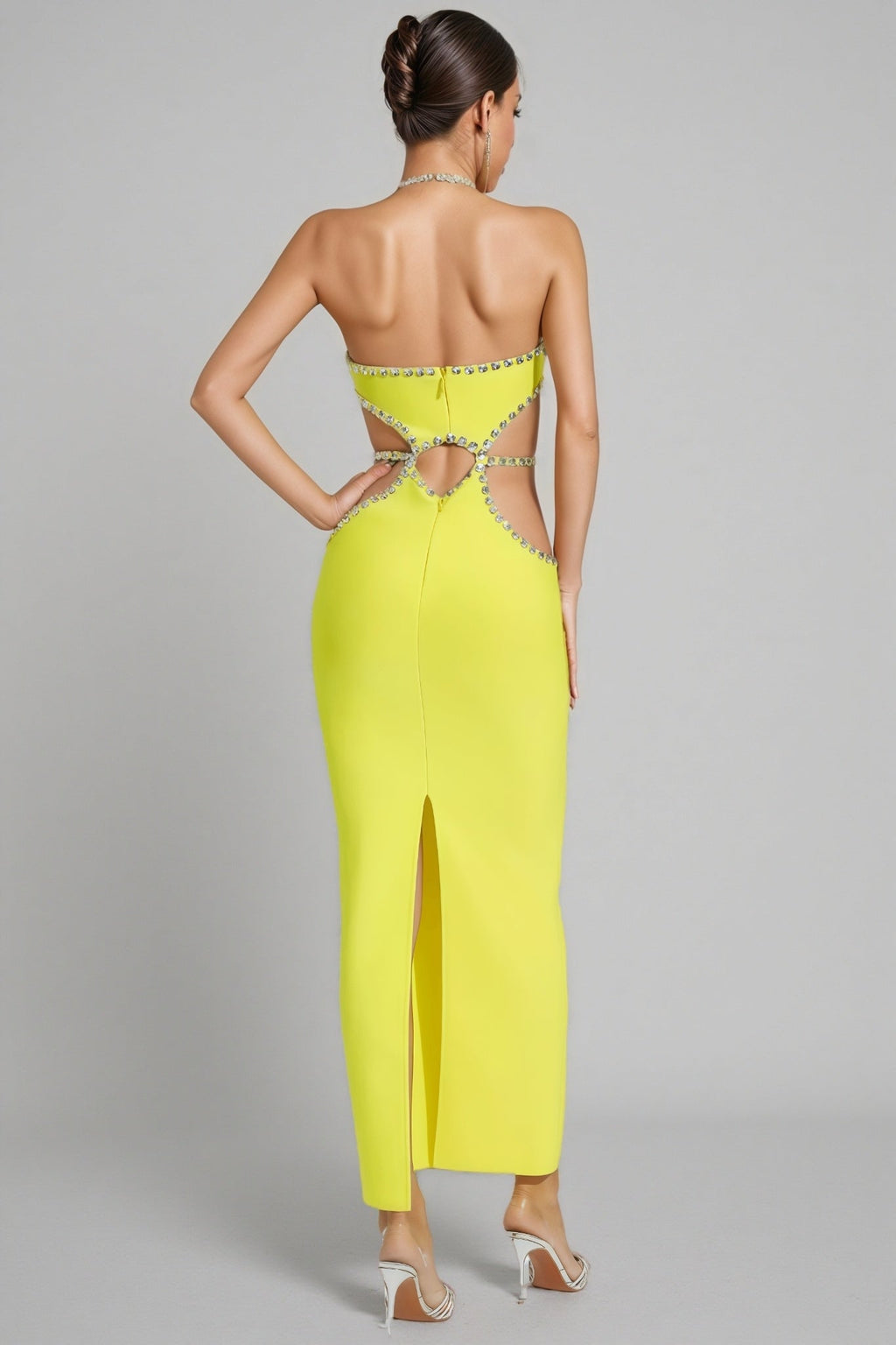 Lucy Yellow Cut Out Bodycon Maxi Dress