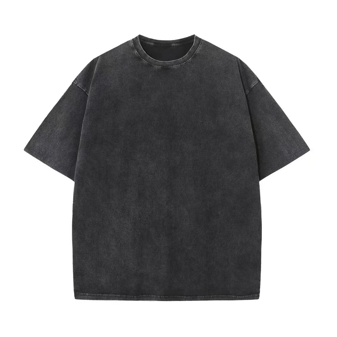 ’s Washed T-shirts Street Hip Hop Retro Punk T Shirt Harajuku Cotton Short Sleeve Acid Wash Tshirts Top