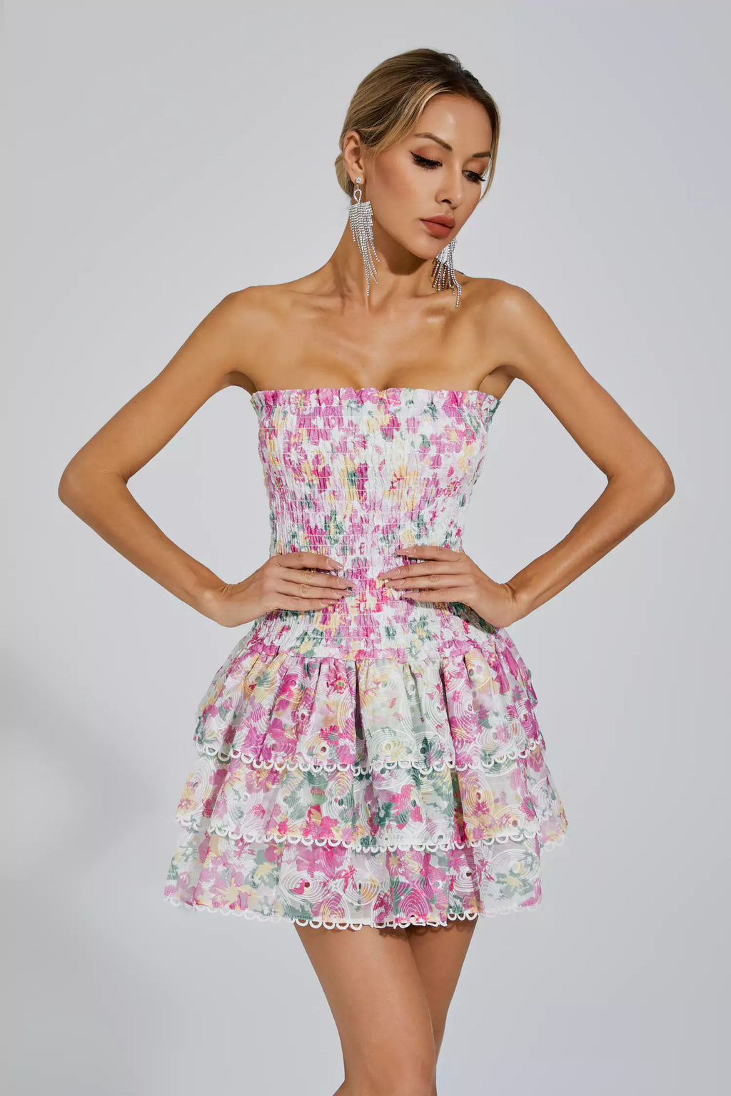 Mercy White Ruched Mini Dress