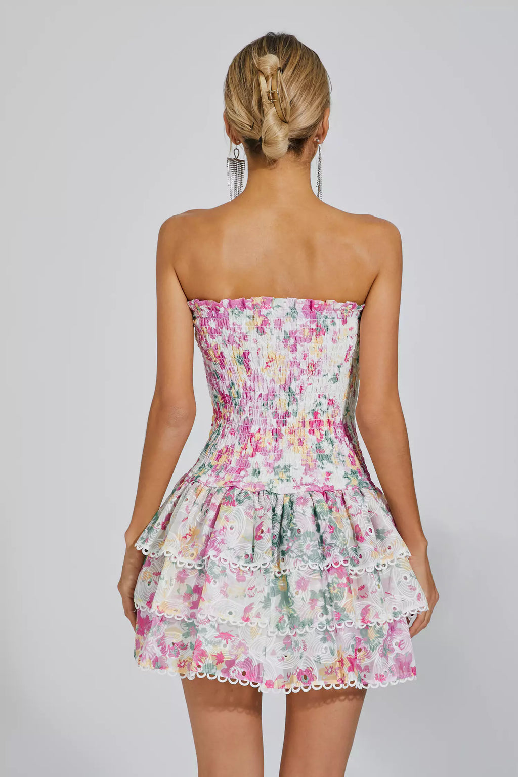 Mercy White Ruched Mini Dress