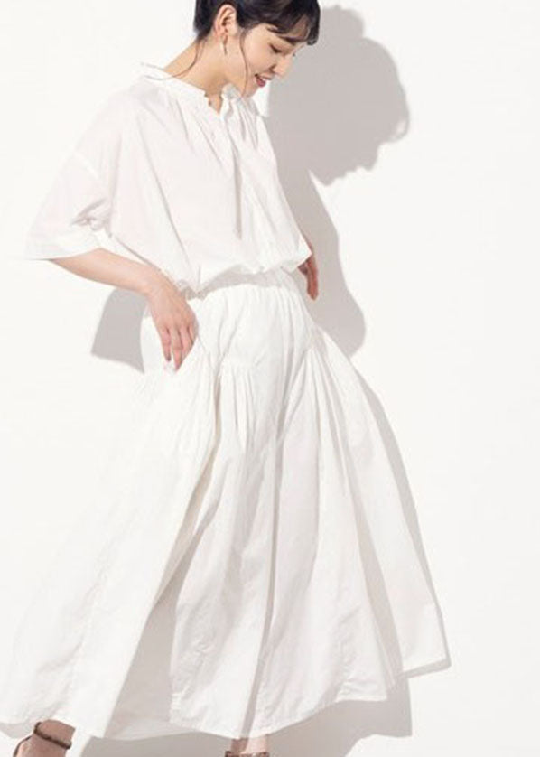 Modern Black Elastic Waist Wrinkled Cotton Wide Leg Pants Spring Ly1326