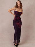 Purple Print Long Fishtail Dress for Robe New Spaghetti Strap Sleeveless Backless Ruched Maxi Dress Vestidos