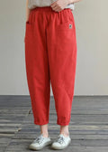 Elastic Waist Cotton Crop Pants