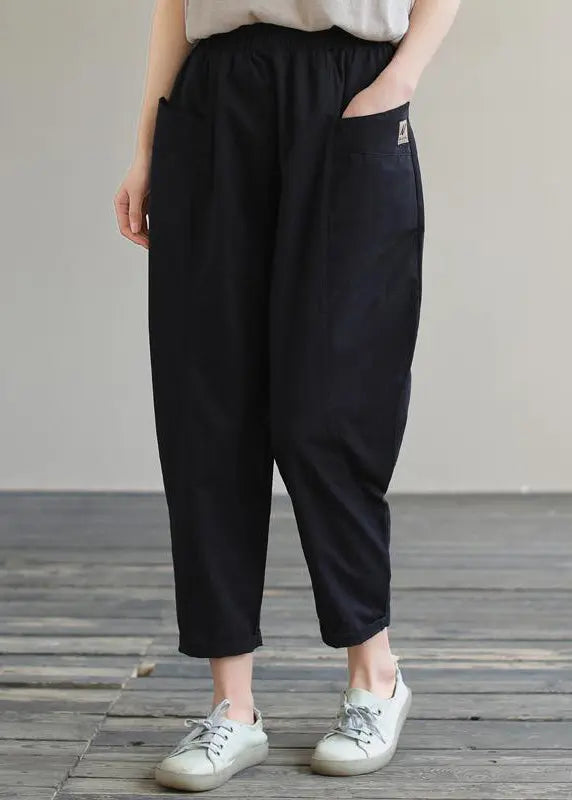 Elastic Waist Cotton Crop Pants