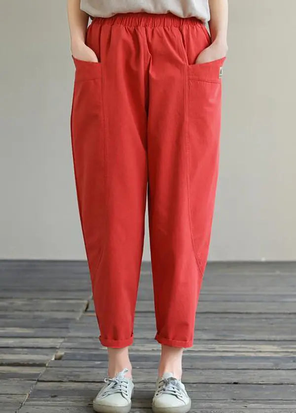 Elastic Waist Cotton Crop Pants