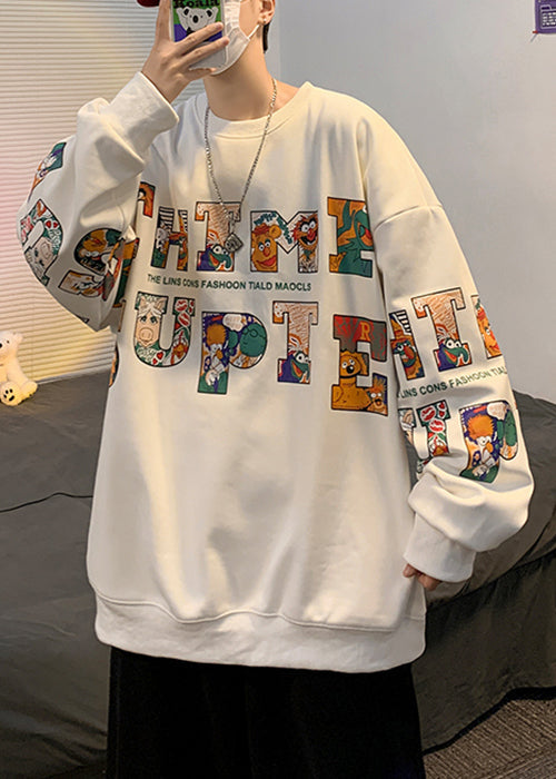 New Black Letter Print Warm Fleece Sweatshirt Winter Rp068