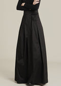 New Black Pockets High Waist Cotton Wide Leg Pants Spring Ab1046