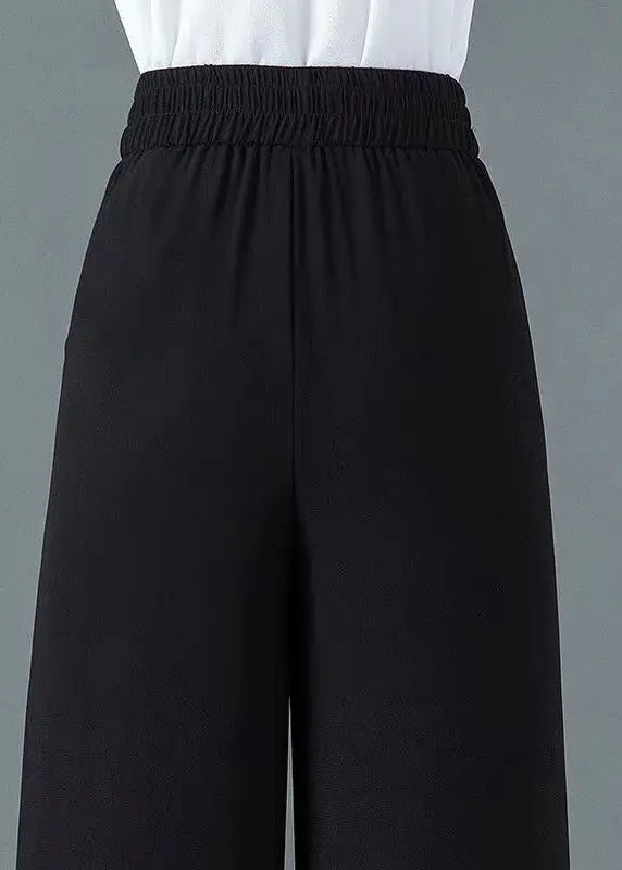 New Black Tulle Patchwork High Waist Straight Pants Spring Ha1009