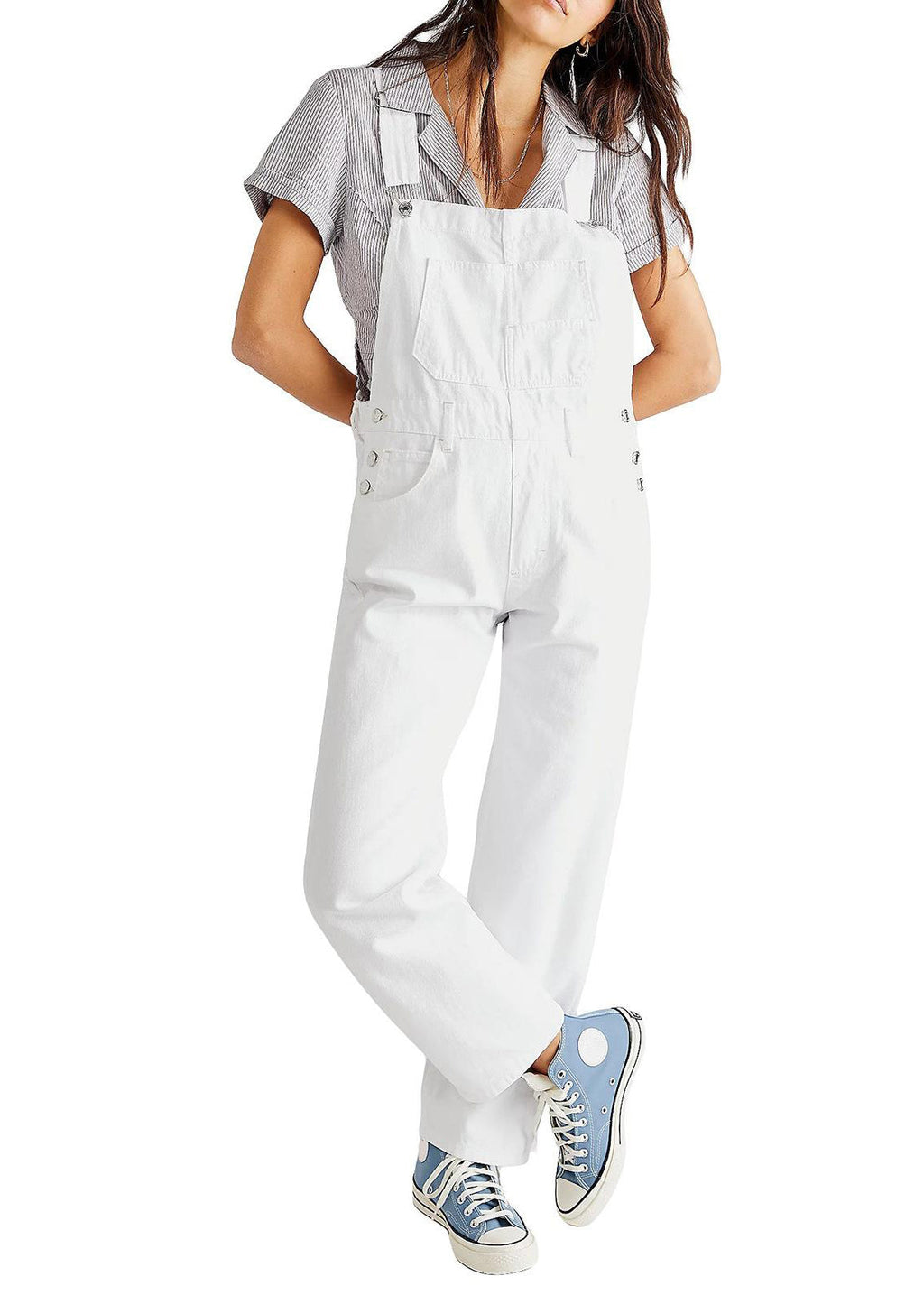 Sleeveless Jumpsuit Denim Design Blue New Pockets Original
