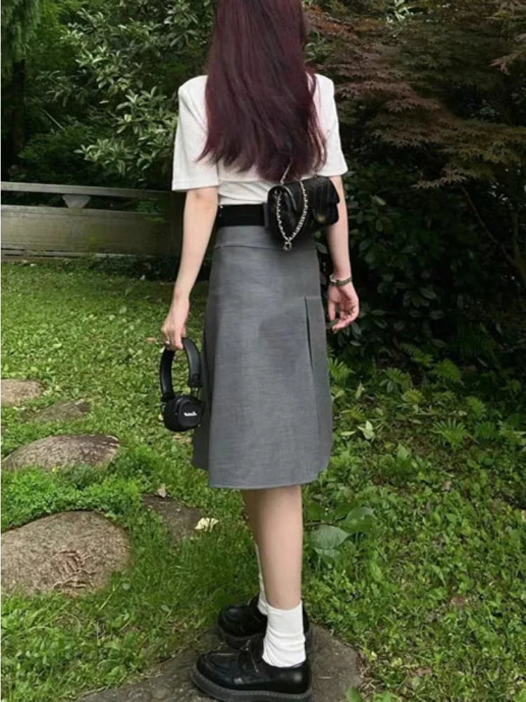 Dressbetty - Waist Preppy Style Pleated Street Loose Skirt