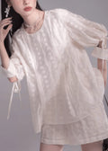 New French Apricot Top and Shorts Two Piece Set Summer Ee1023