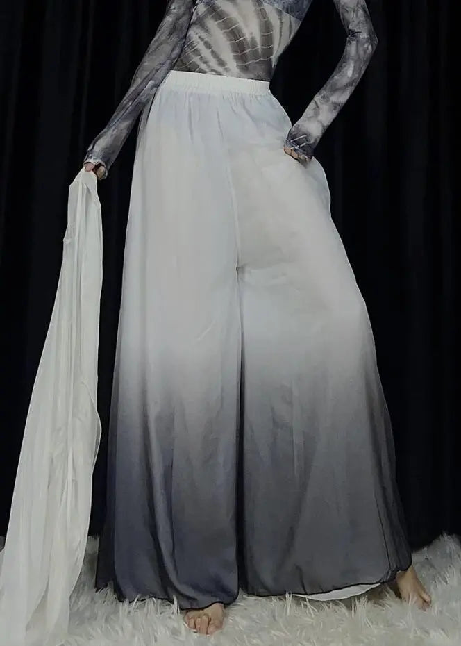 New Gradient Color Elastic Waist Cotton Dance Wide Leg Pants Spring Cg1027