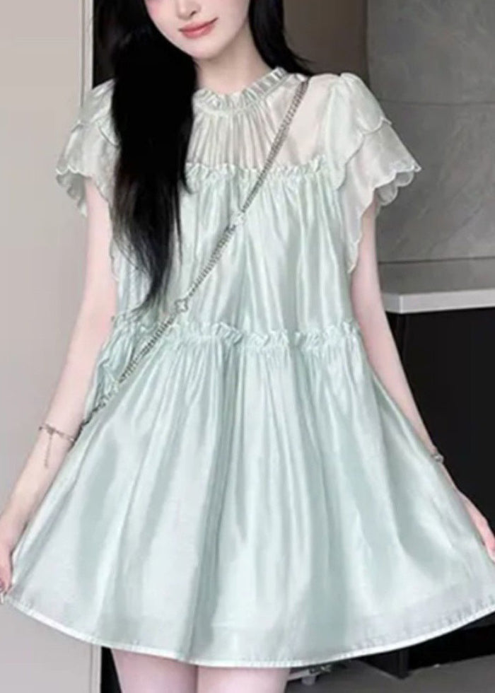 New Green Ruffled Tops and Shorts Two Pieces Set Summer Ab1031