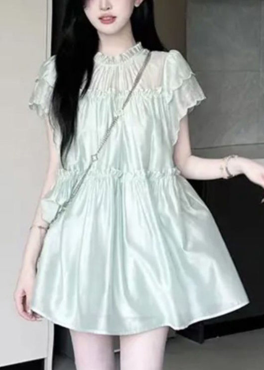 New Green Ruffled Tops and Shorts Two Pieces Set Summer Ab1031