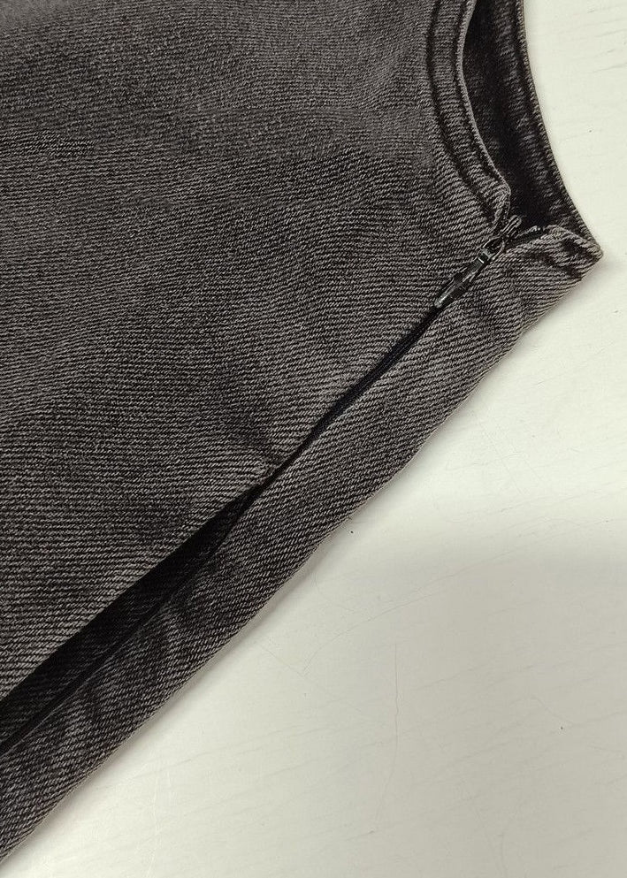 New Grey Zippered Pockets Denim Jumpsuit Sleeveless Az1051