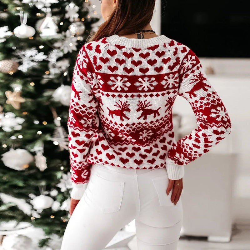 Christmas Sweater Long Sleeve Print Pullover Knitted