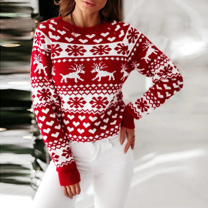 Christmas Sweater Long Sleeve Print Pullover Knitted