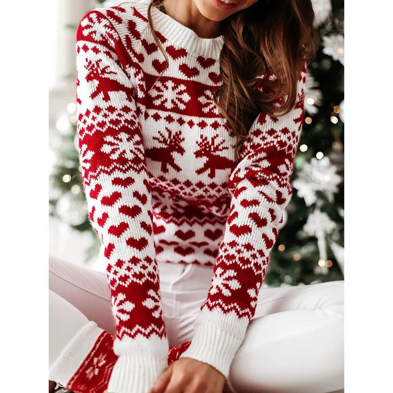 Christmas Sweater Long Sleeve Print Pullover Knitted
