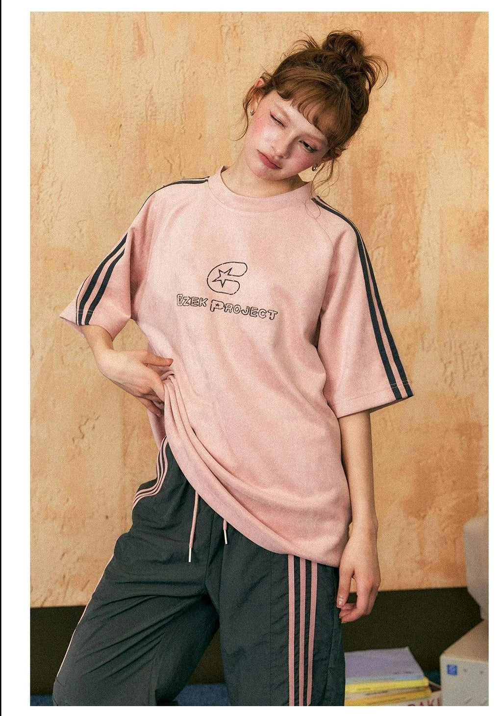 Ezek Free Project Sporty Two-piece Set - Graphic T-shirt and Wide-leg Track Pants