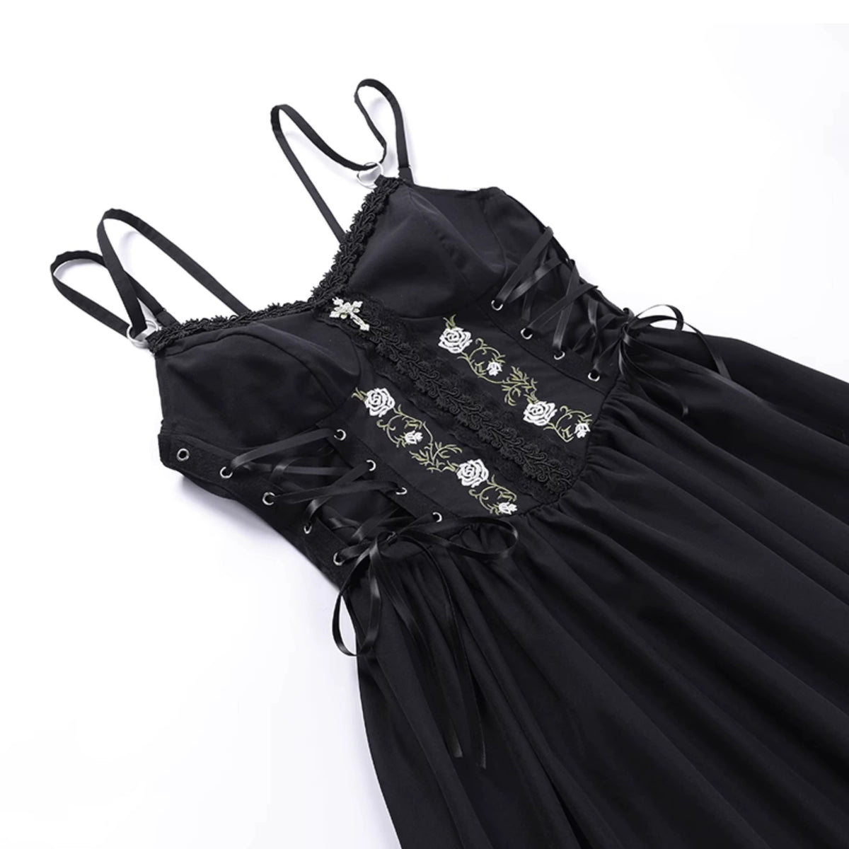 Wannathis Gothic Lolita Dress Set - Black Corset Mini Dress With Lace Bolero and Gloves