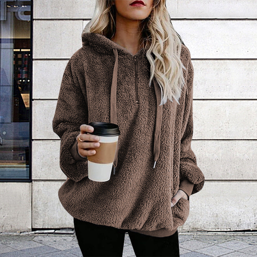 Autumn Winter Clothing Long Sleeve Hooded Color Hoodie Cardigan Coat