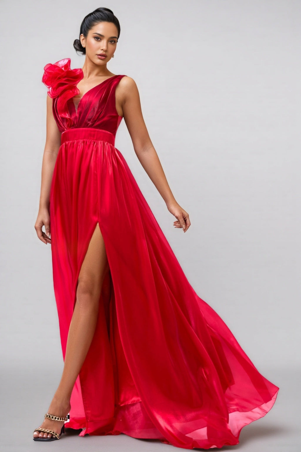Octavius Sleeveless V-neck Split Maxi Dress