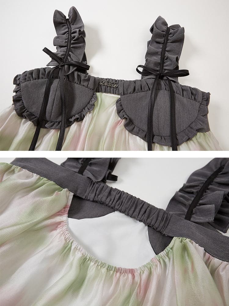Chiffon Puffy Dress With Frill Straps