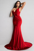 Kylis Red V-neck Fishtail Maxi Dress