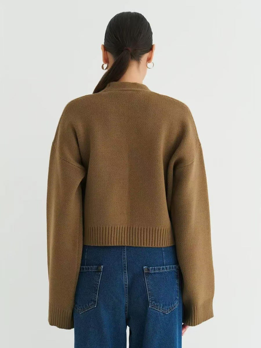 Custom Color V-neck Loose Knit Cardigan
