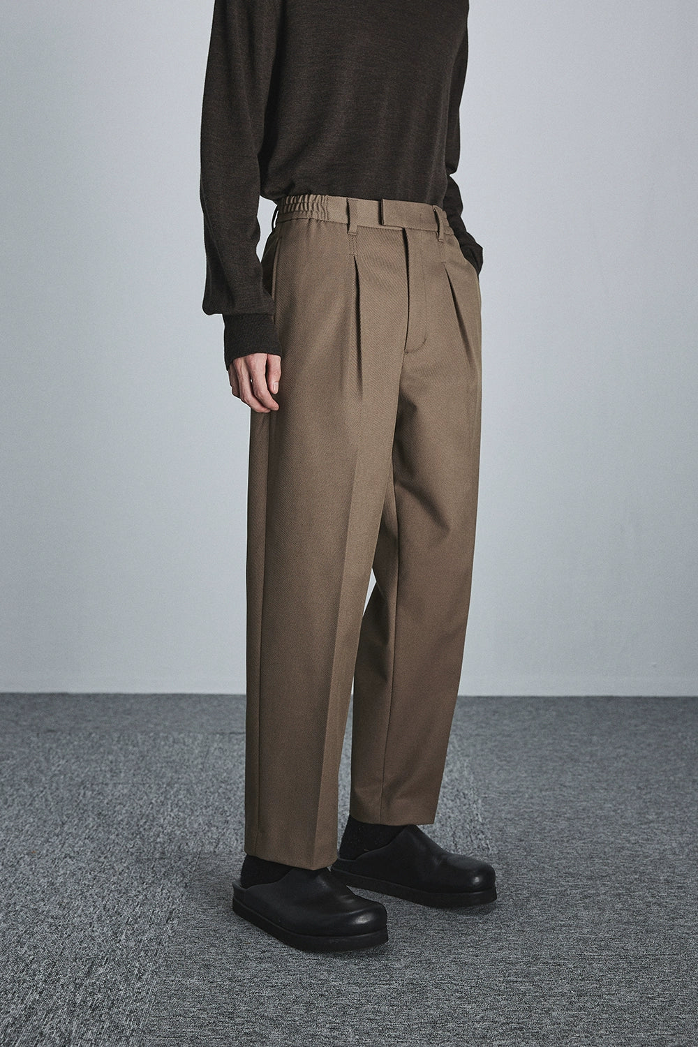 Semi-elastic Waist Wide-leg Cropped Pants