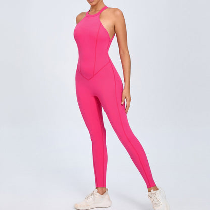 Back Buckle Yoga Jumpsuit Peach Hip Backless Sports Quick Drying One Piece Fitness Jumpsuit
