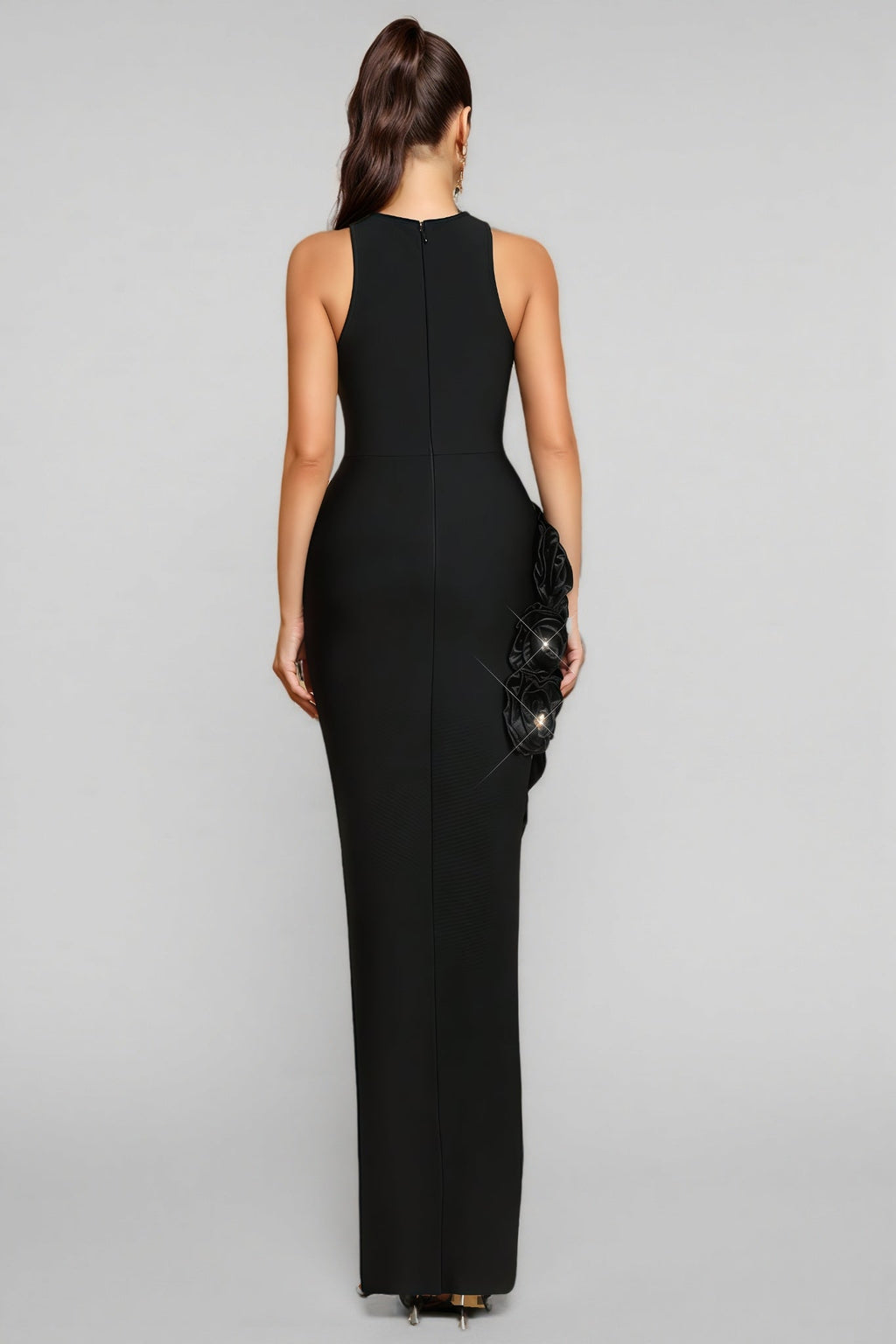 Noa Black 3d Bandage Maxi Dress