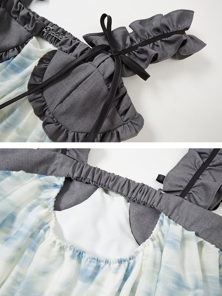 Chiffon Puffy Dress With Frill Straps
