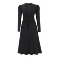 Autumn Winter Bubble Long Sleeve Knitted Dress Mid-length Slimming High Waist Big Swing Dress Base Sweater Dress