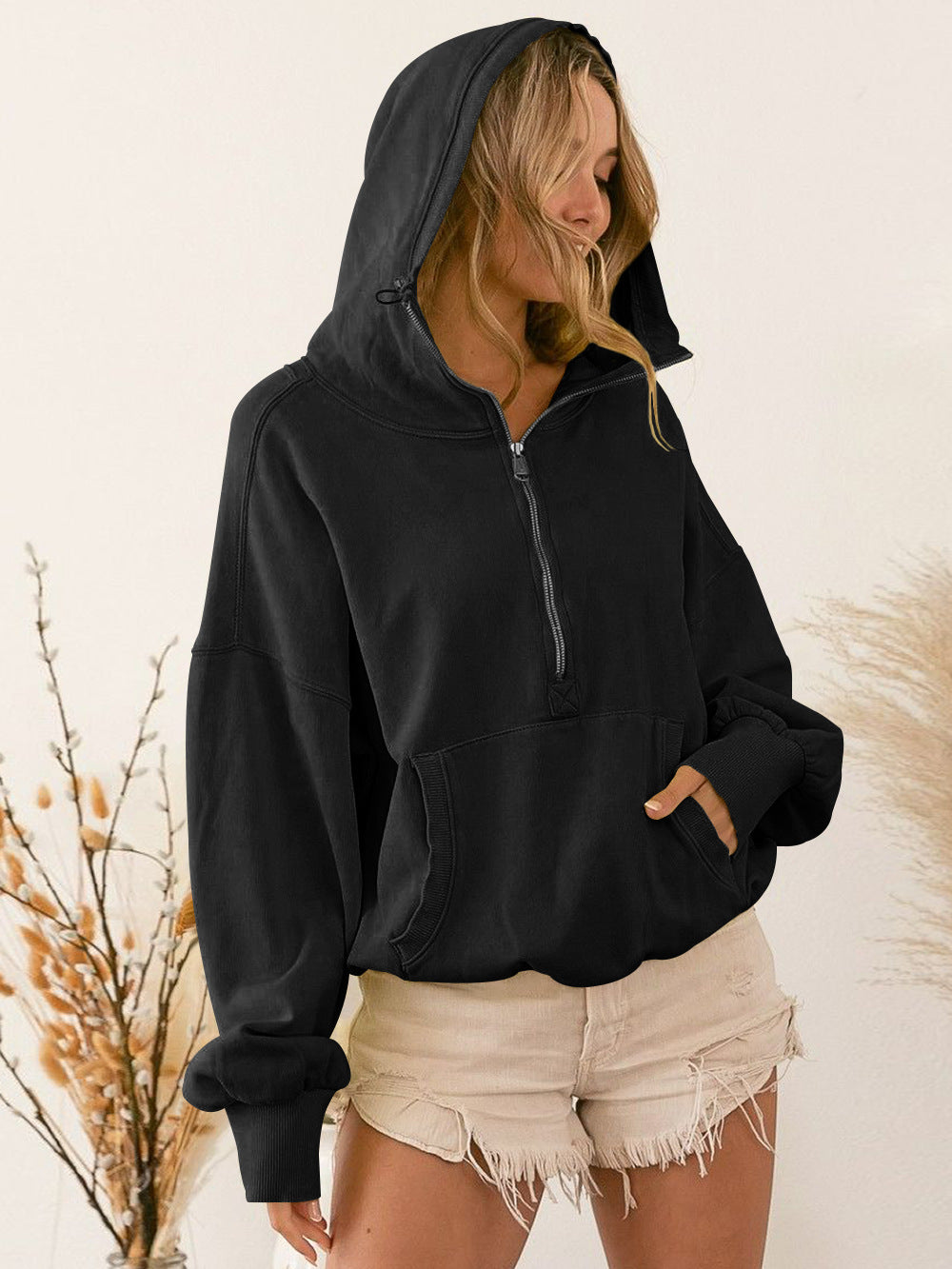 Hooded Sweatshirt Clothing Tide Brand Sports Hoodie Zipper Drawstring Long Sleeve Top