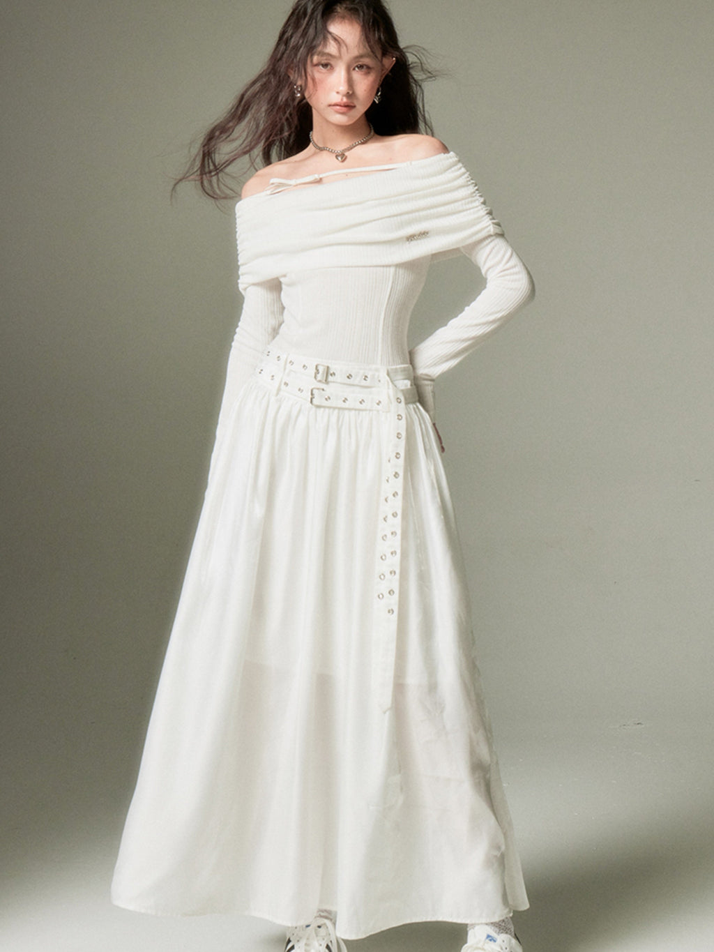 Gathered One-shoulder Long Jumpsuit Dress