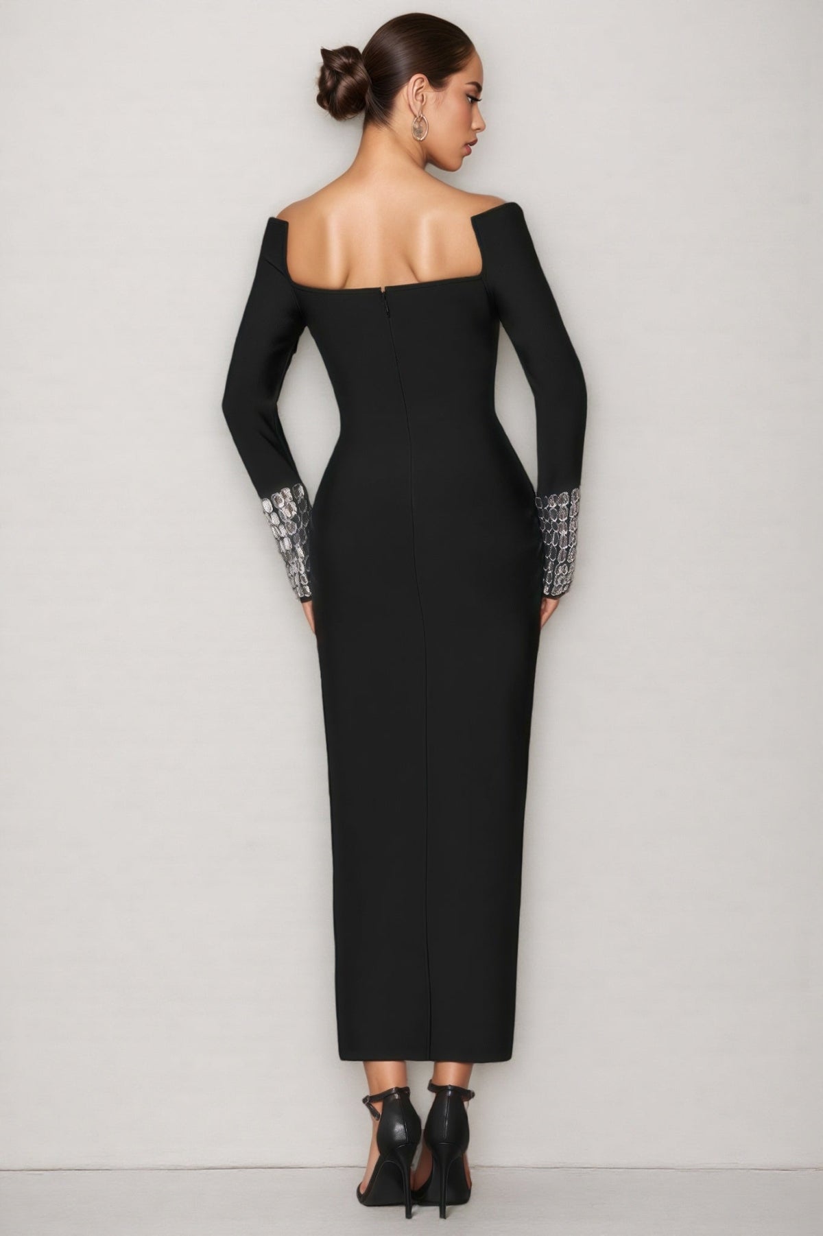 Log Square Diamond Square Neck Maxi Dress