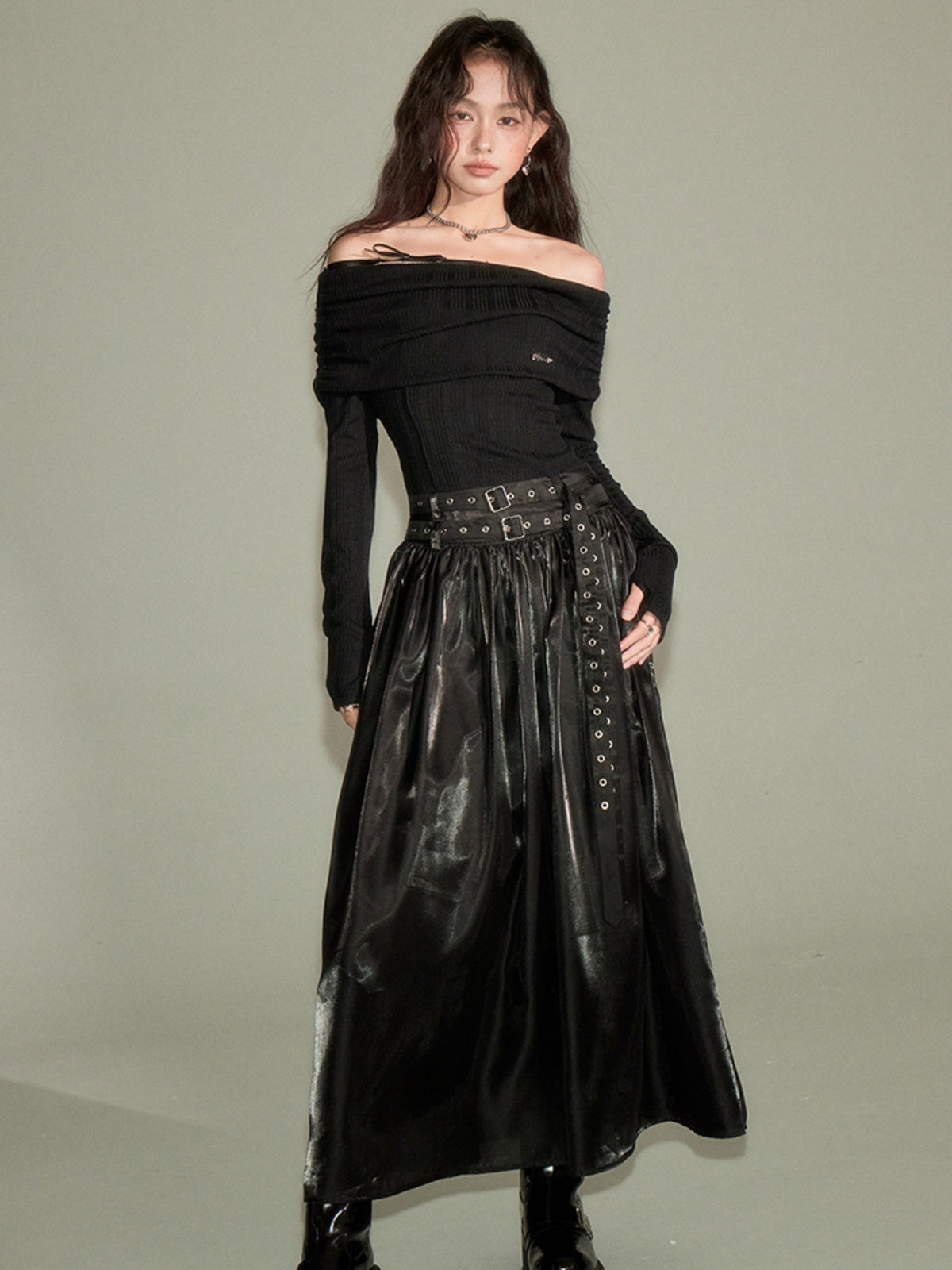 Gathered One-shoulder Long Jumpsuit Dress