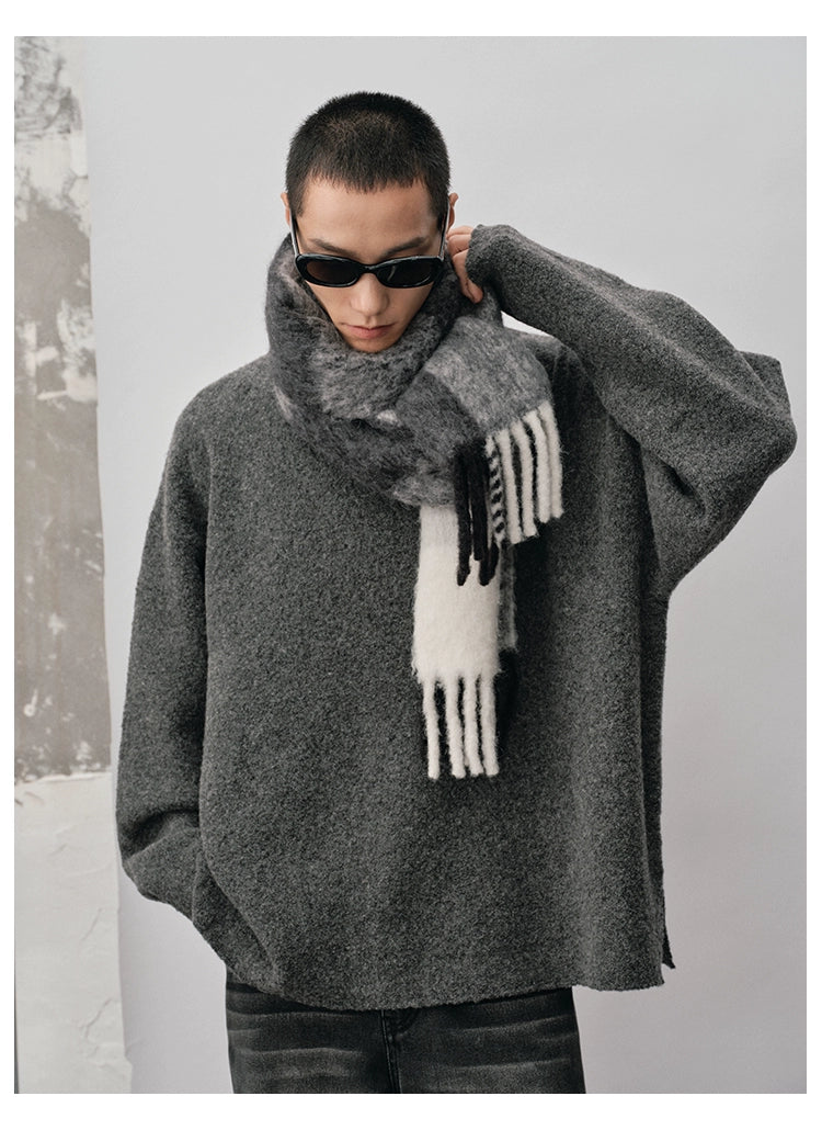 Straight-cut Oversized Crew Neck Sweater