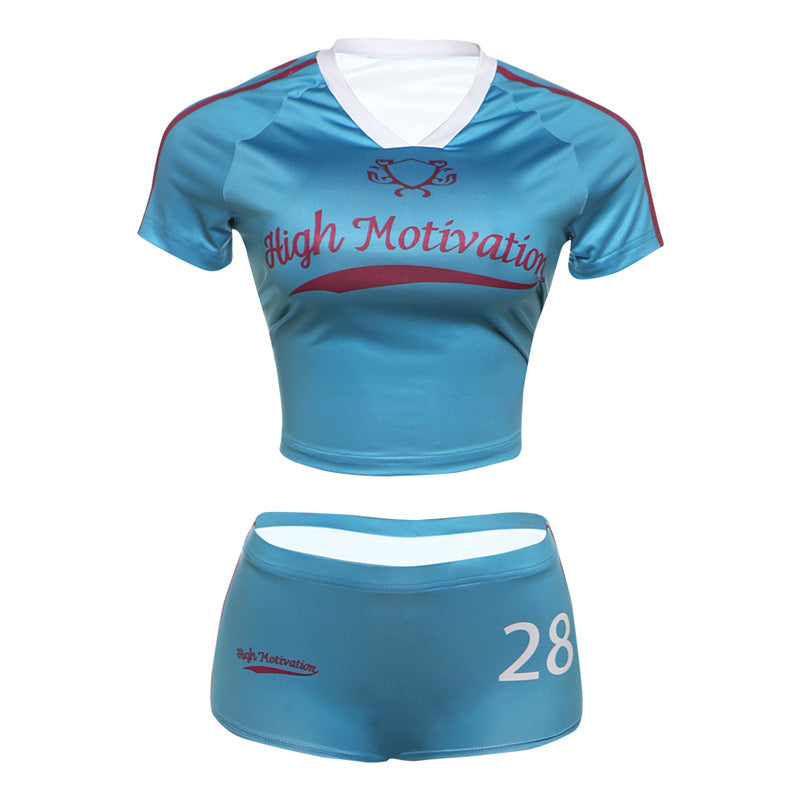 Spring Slim Fit Cropped Top Sports Shorts Set