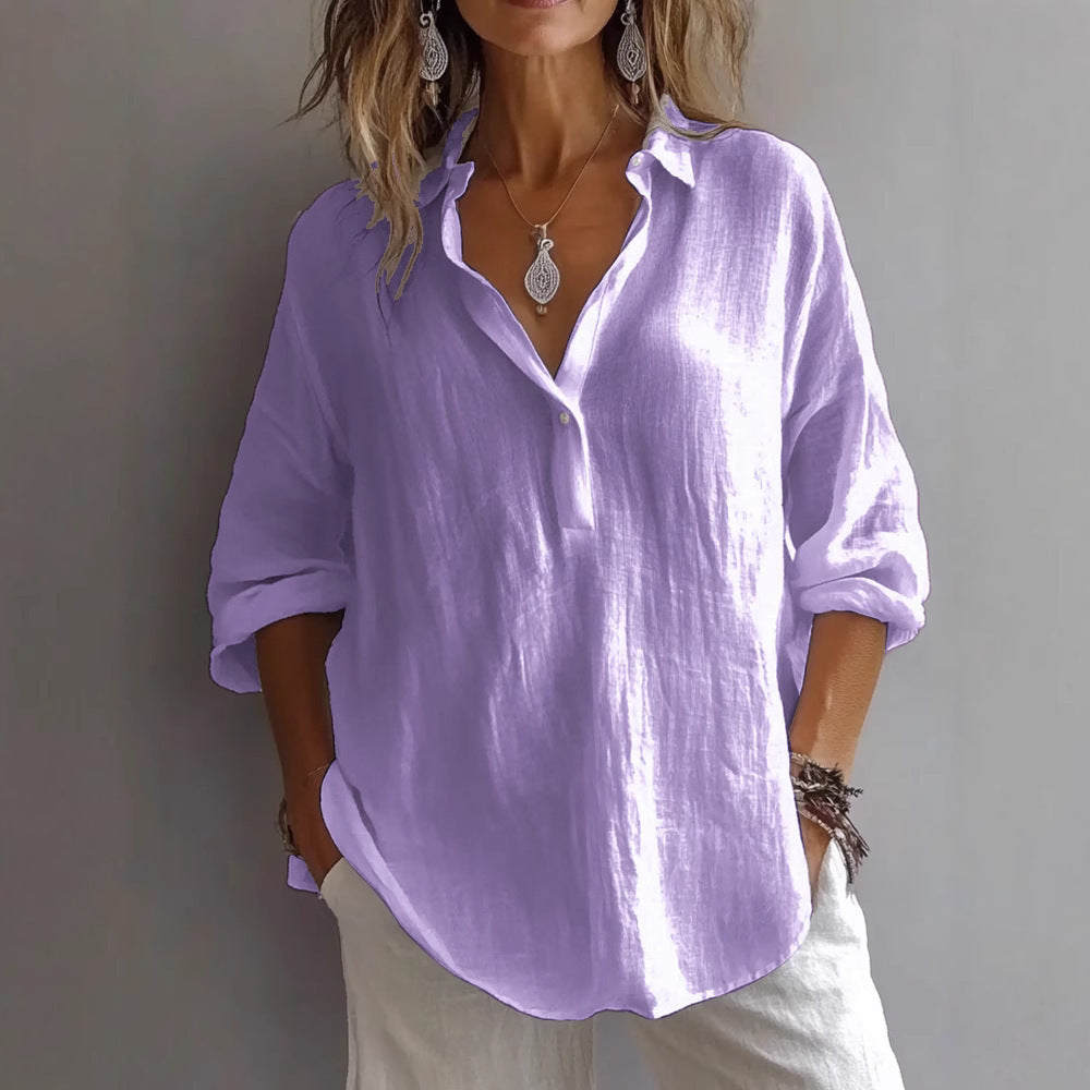 Fran - V-neck Blouse Classic V Neck Top