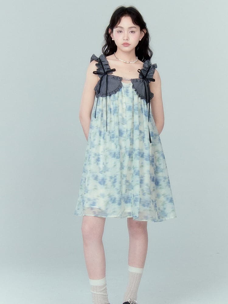 Chiffon Puffy Dress With Frill Straps