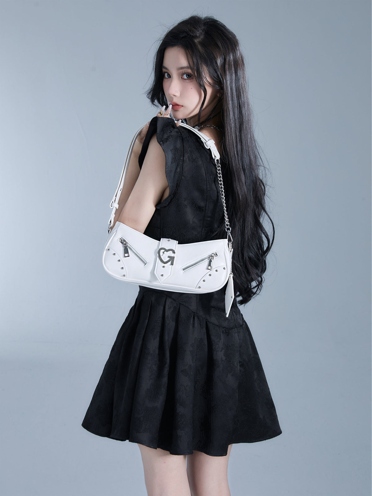 -inspired Black Flutter Sleeve Mini Dress With Button Front