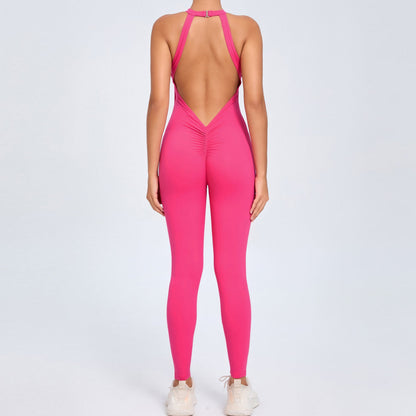 Back Buckle Yoga Jumpsuit Peach Hip Backless Sports Quick Drying One Piece Fitness Jumpsuit