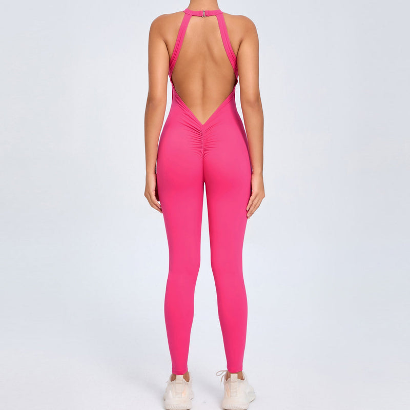 Back Buckle Yoga Jumpsuit Peach Hip Backless Sports Quick Drying One Piece Fitness Jumpsuit