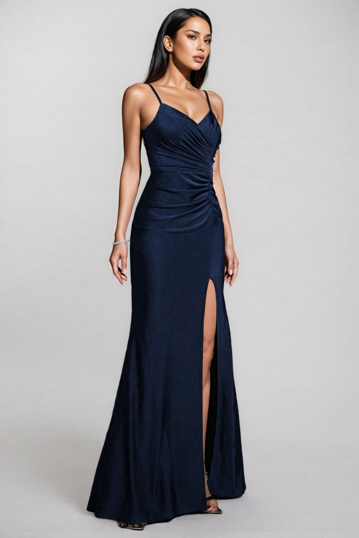Jomi Navy V-neck Maxi Dress