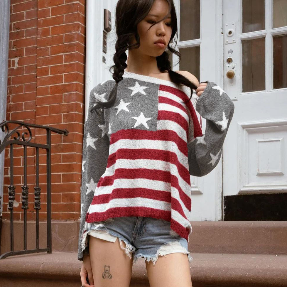 Meryem Off-shoulder Star Sweater