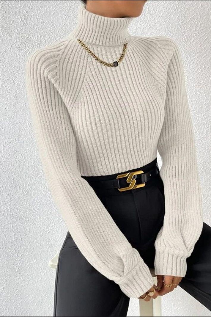 Loose Slim High Collar Knitted Sweater