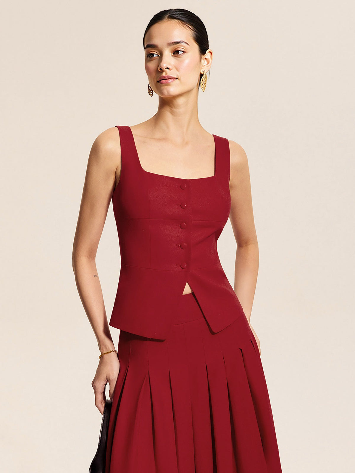 Suit Three-dimensional Waist Sleeveless Vest Skirt