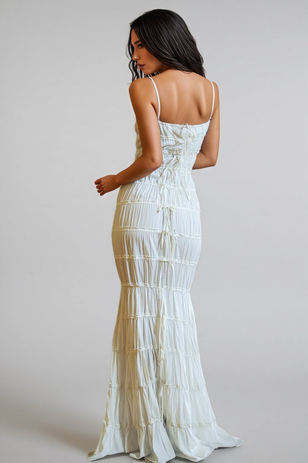 Mirelle Ruffled Hip Wrap Maxi Dress